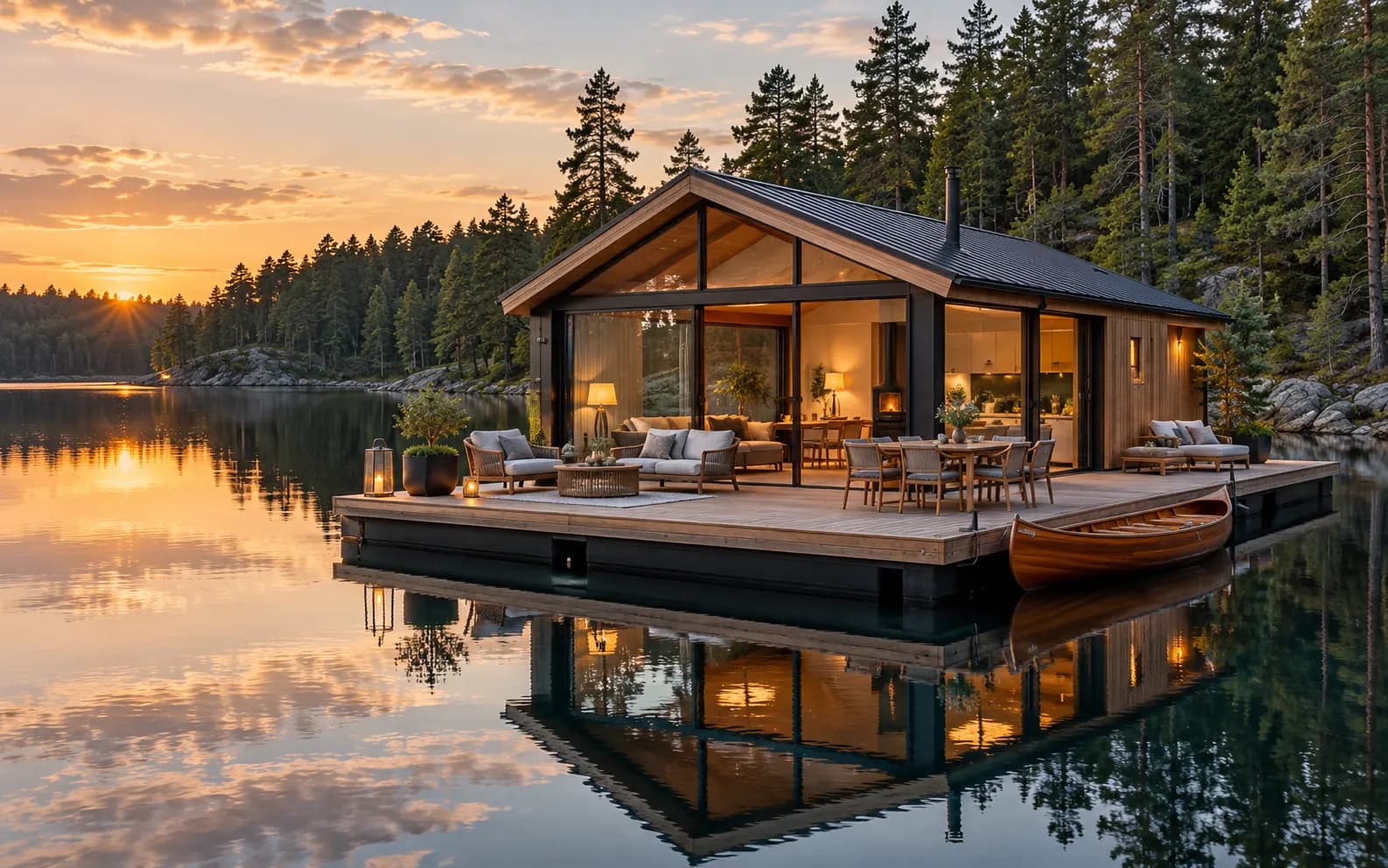 Schwimmende Lodge