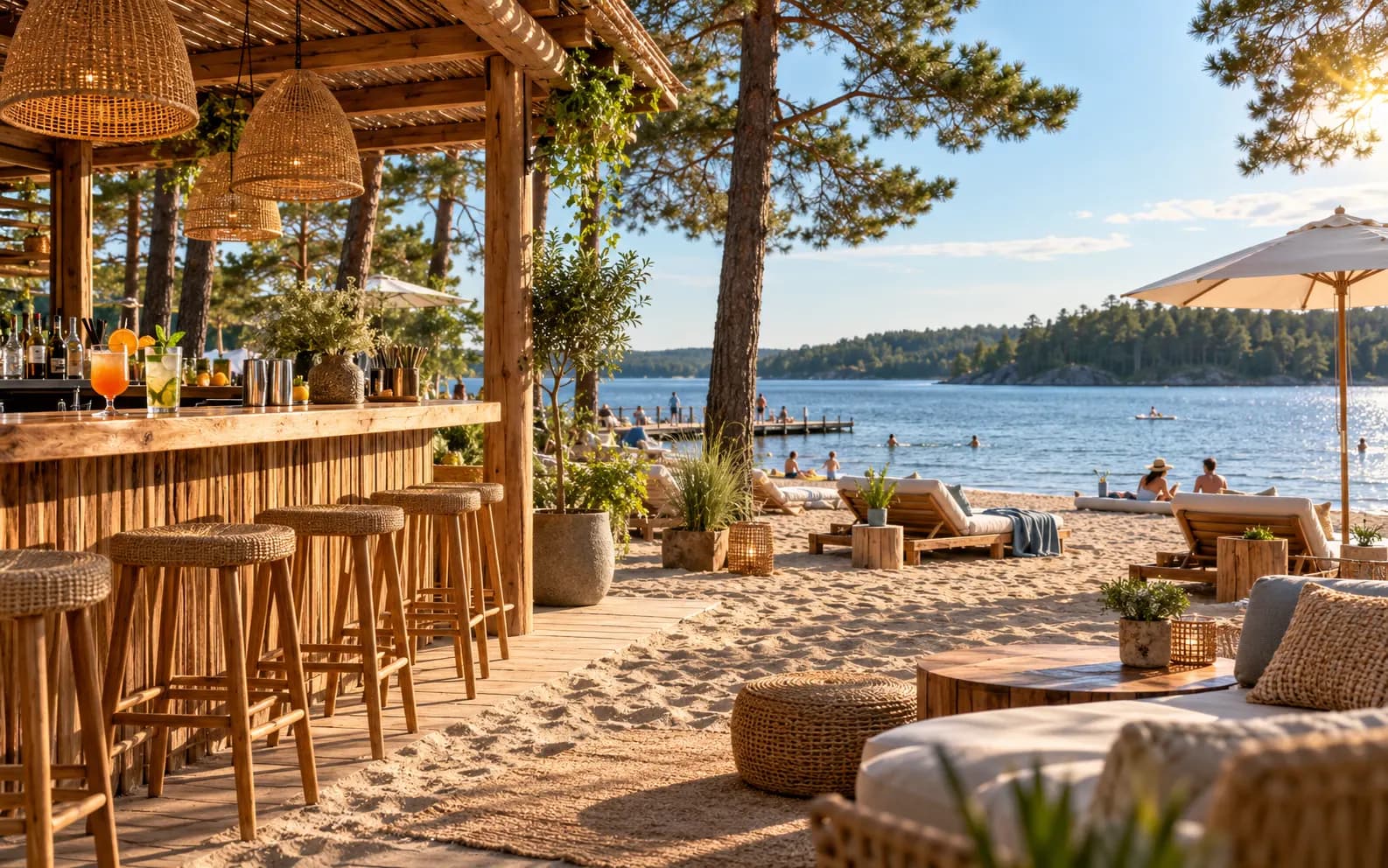 Beach bar on the sandy beach