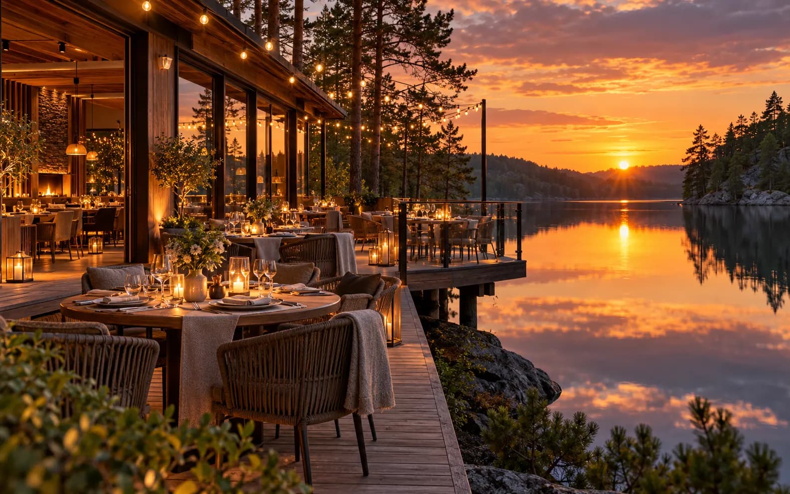 Restaurant terrace by the lake