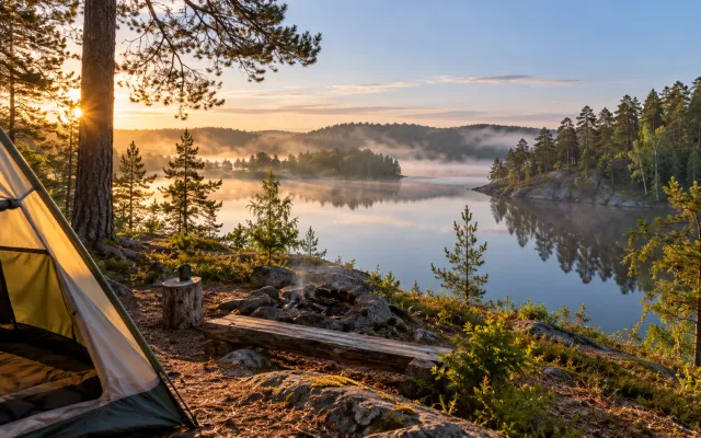 Morgenstimmung am See – Stellplatz am Seeufer